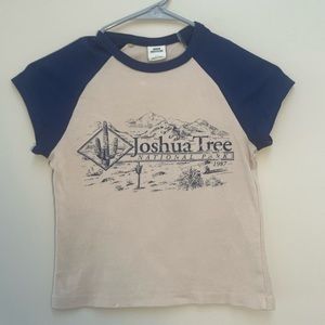 Urban Outfitters Beige and Blue Baby Tee, Joshua Tree Graphic
